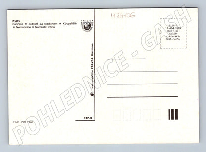 Pohlednice Kyjov Radnice, sídliště, koupaliště (M24106)