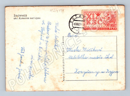 Pohlednice Žirovnice zámek s rybníkem 1958 (M24111)