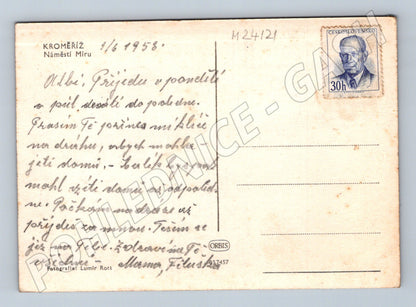 Pohlednice Kroměříž Náměstí Míru 1958 (M24121)