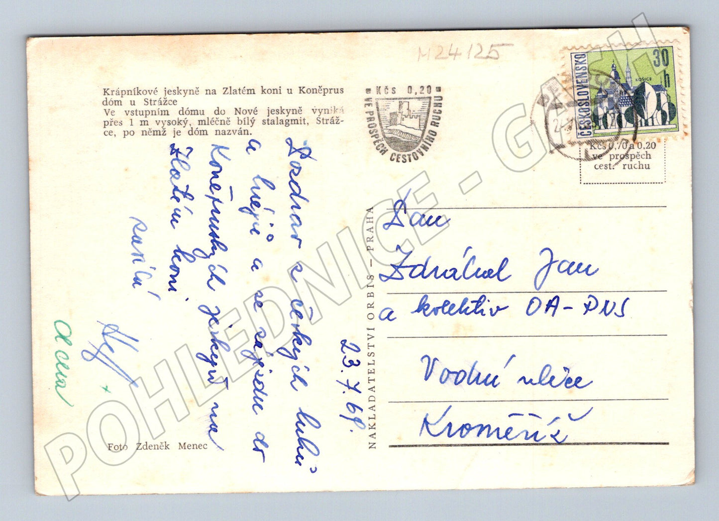 Pohlednice Koněpruské jeskyně Zlatý kůň 1969 (M24125)