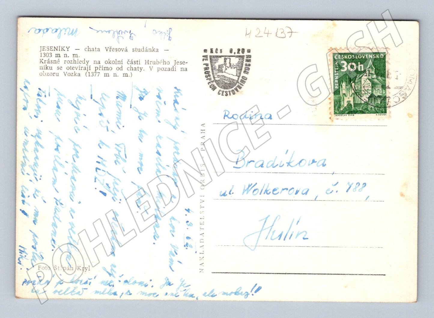 Pohlednice Jeseníky chata Vřesová studánka 1947 (M24137)