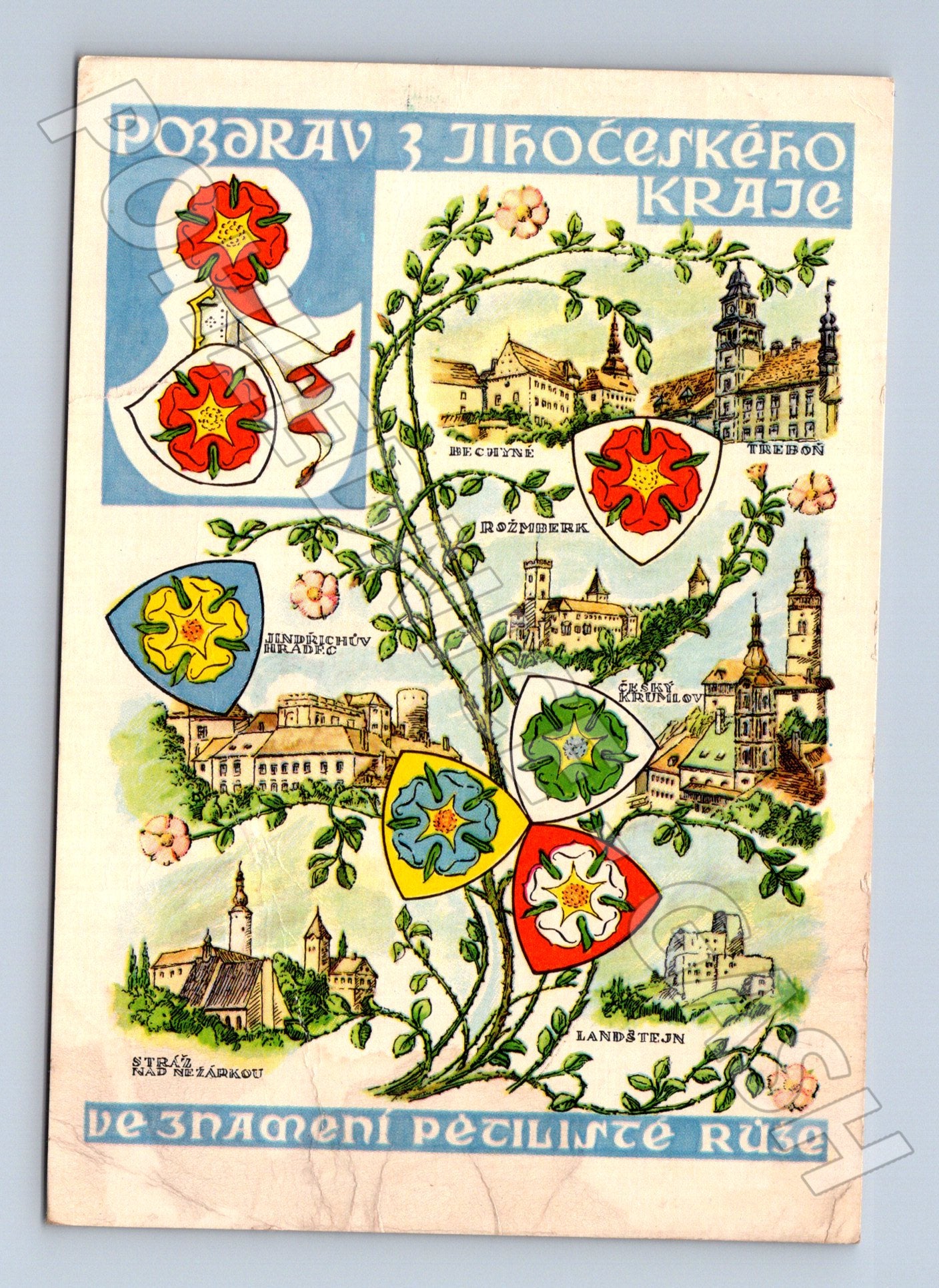 Pohlednice Jihočeský kraj hrady znaky 1972 (M24171)