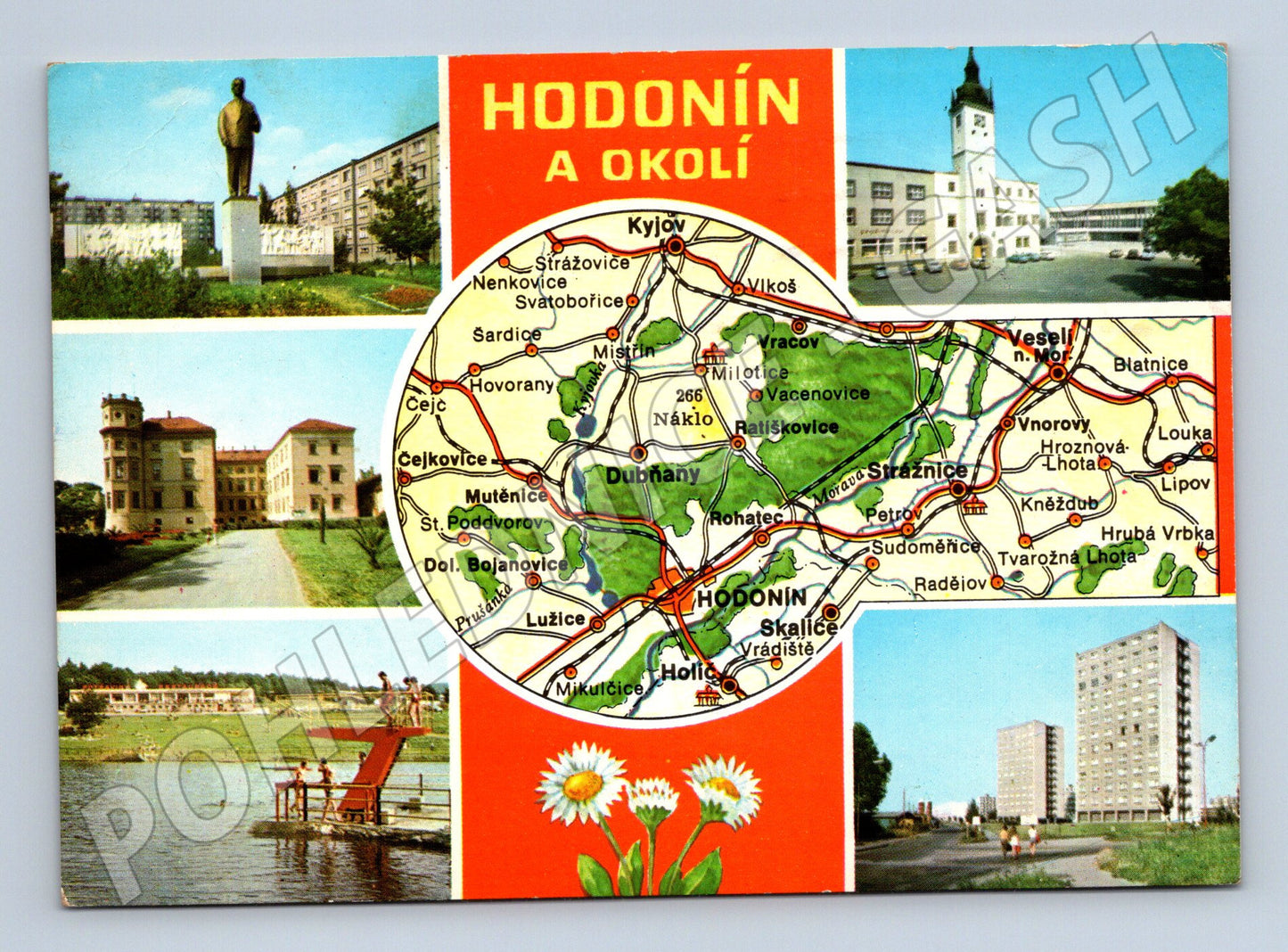 Pohlednice Hodonín a okolí s mapou 1988 (M24172)