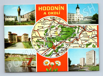 Pohlednice Hodonín a okolí s mapou 1988 (M24172)