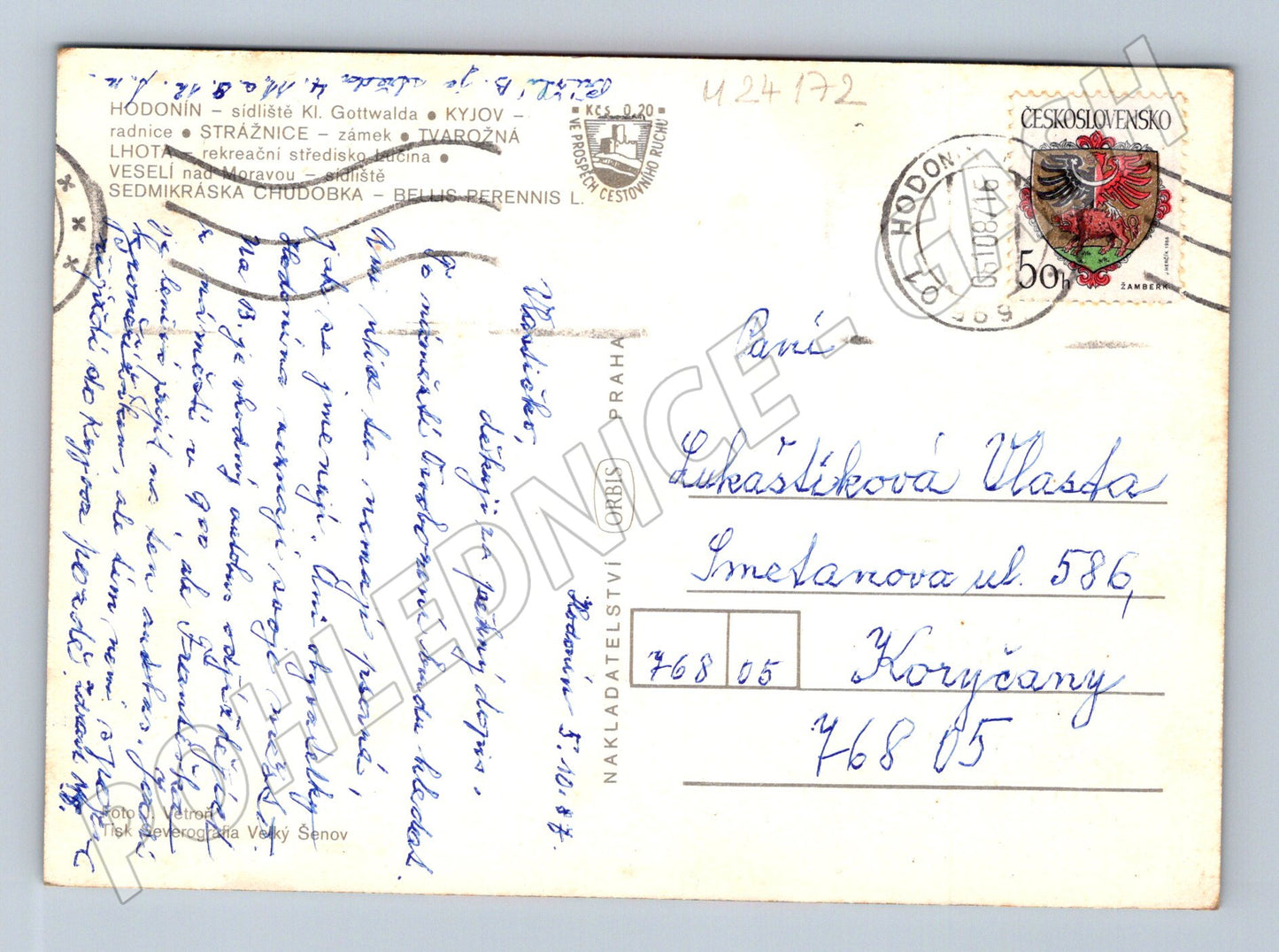 Pohlednice Hodonín a okolí s mapou 1988 (M24172)