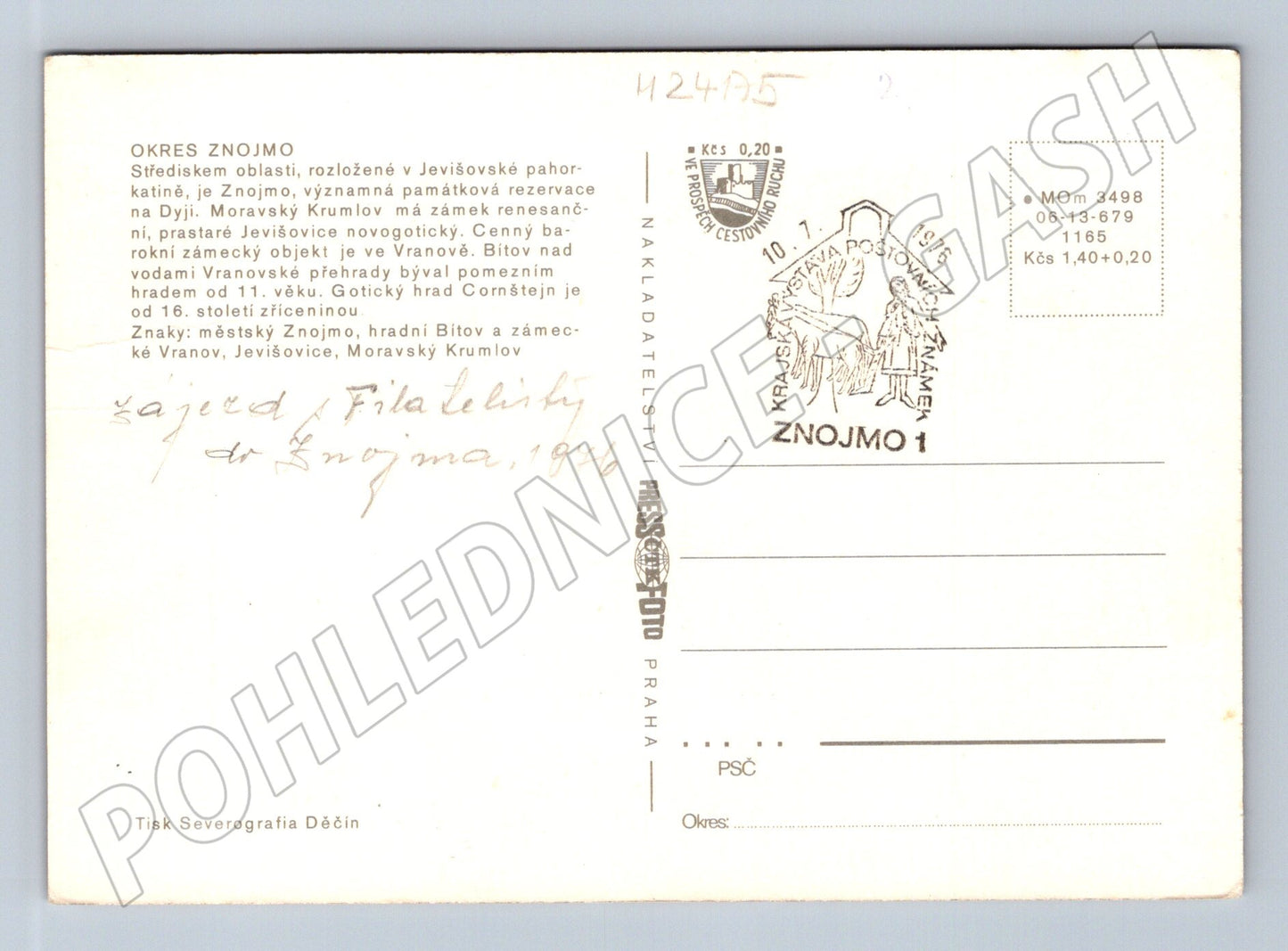 Pohlednice Znojemsko Bitov Vranov Jevišovice 1976 (M24175)