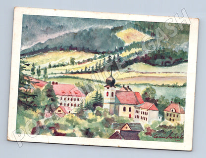 Pohlednice Branky na Moravě kostel, umělecká (M24182)