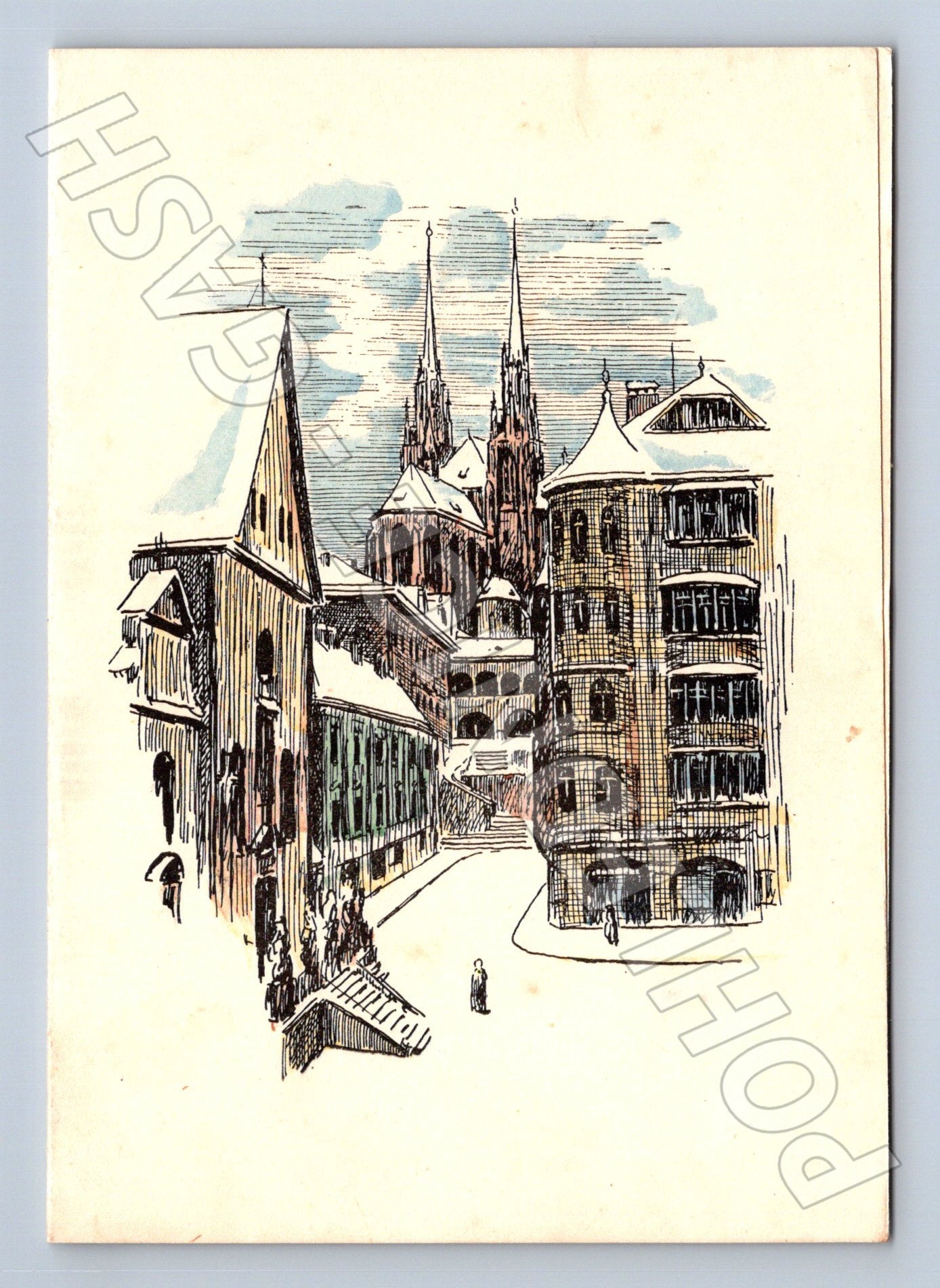 Pohlednice umělecká ilustrace budovy (M24184)