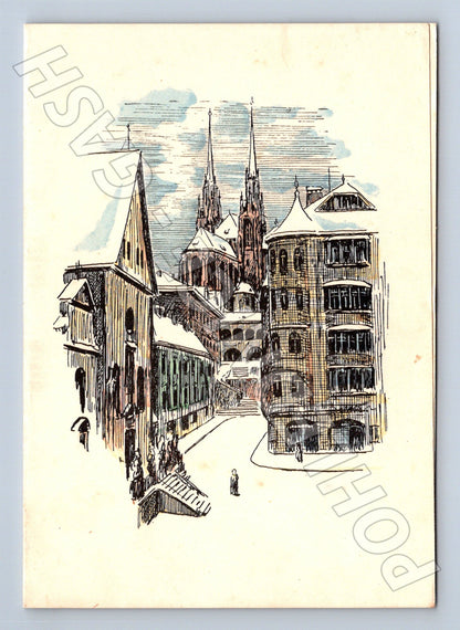 Pohlednice umělecká ilustrace budovy (M24184)