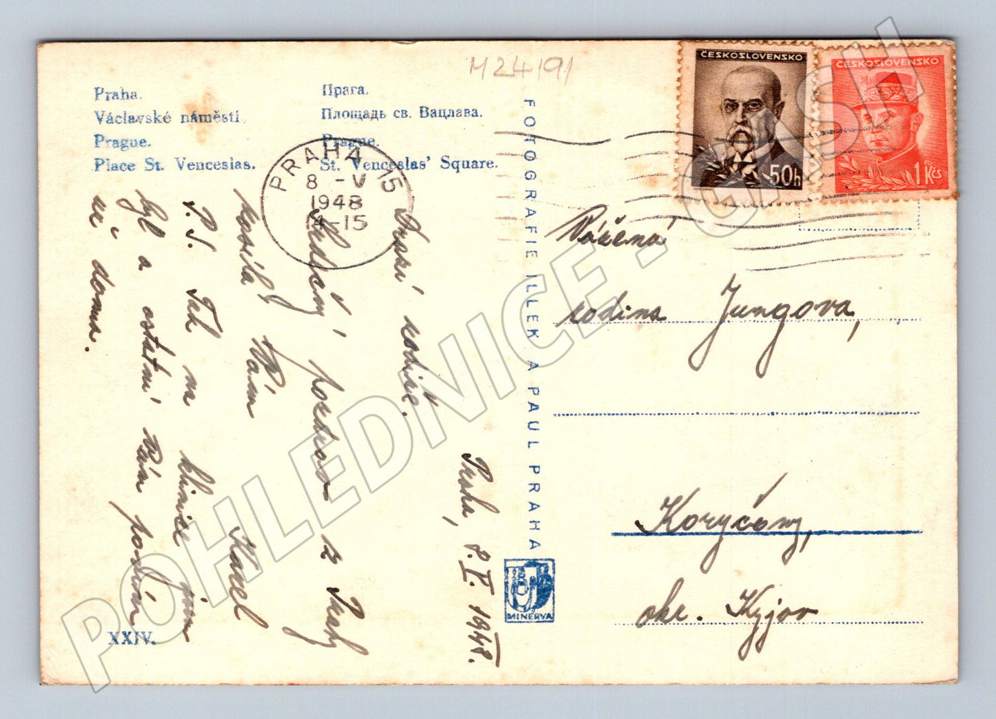 Pohlednice Praha Václavské náměstí 1948 (M24191)