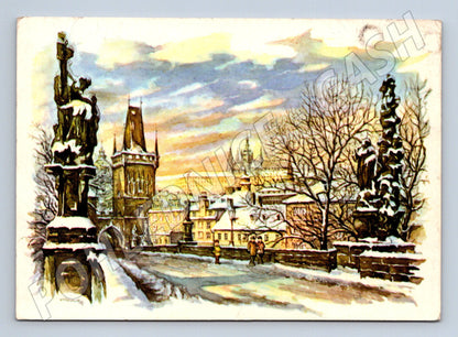 Pohlednice Praha Karlův most zima 1975 (M24194)