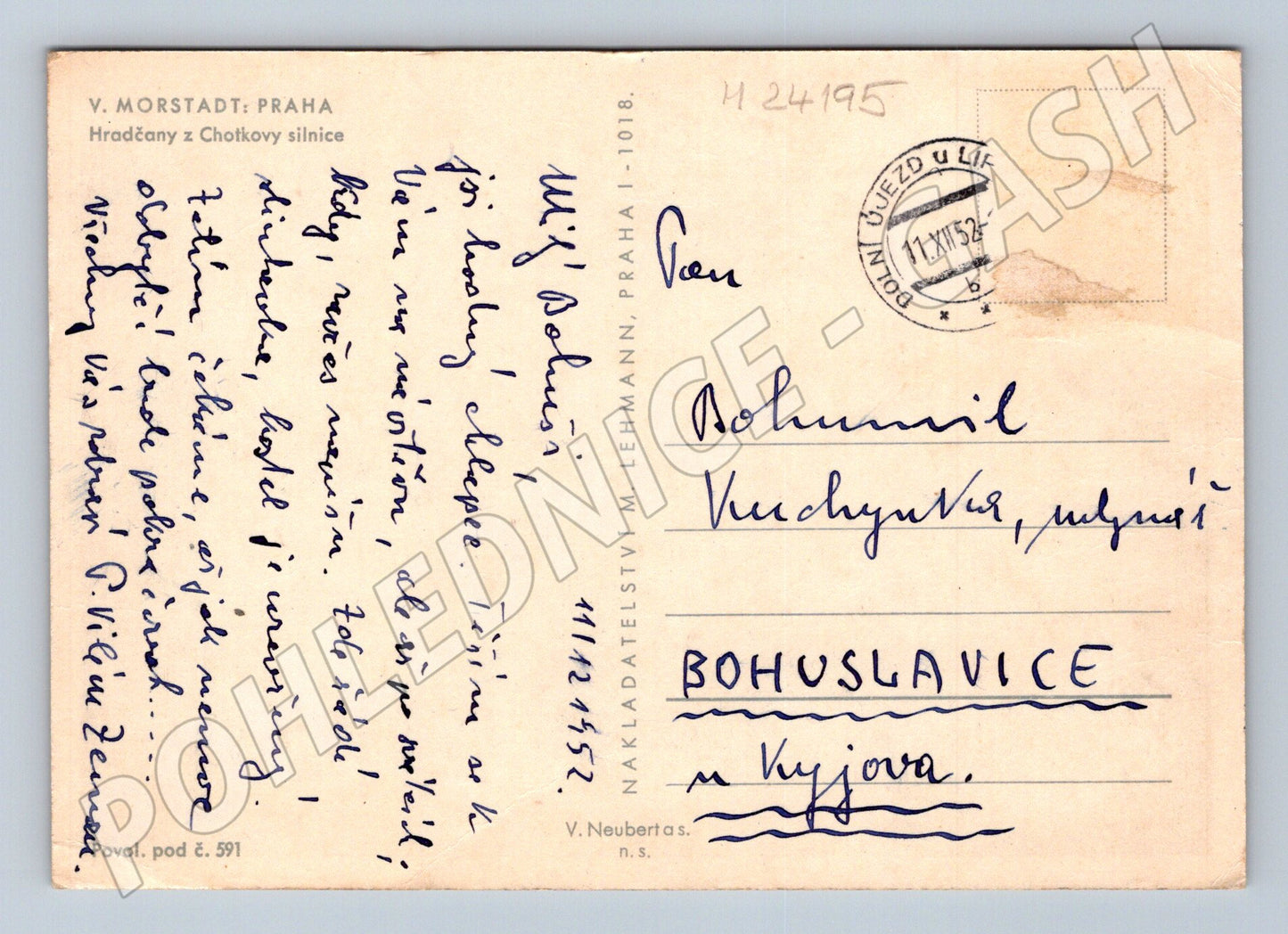 Pohlednice Praha Hradčany z Chotkovy silnice 1952 (M24195)