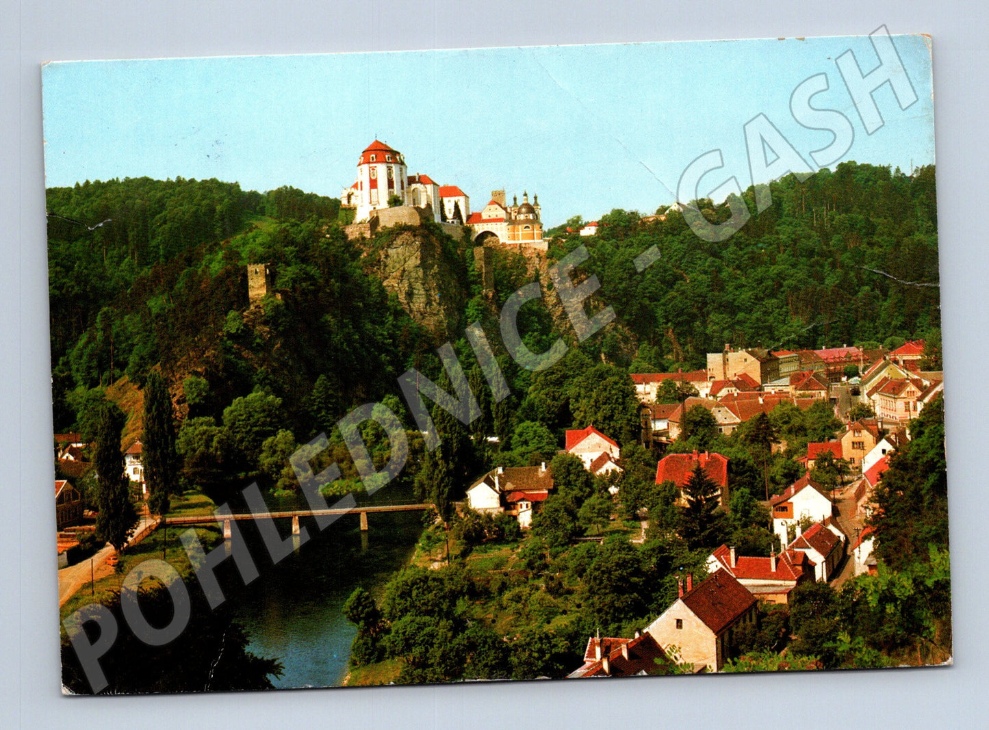 Pohlednice Vranov nad Dyjí zámek s údolím (M24214)