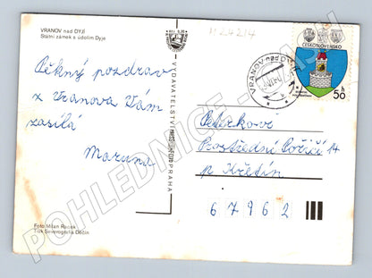 Pohlednice Vranov nad Dyjí zámek s údolím (M24214)