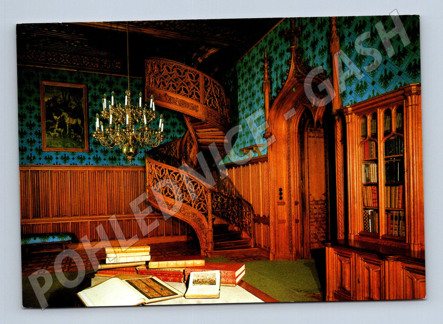 Pohlednice Lednice zámecká knihovna schodiště (M24229)