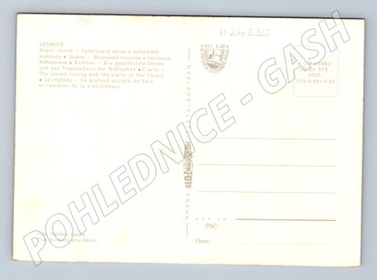Pohlednice Lednice zámek knihovna vyřezávaný strop schodiště (M24230)