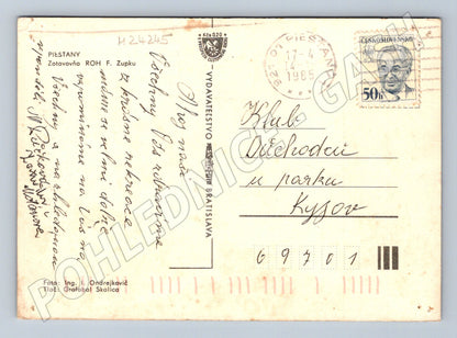 Pohlednice Slovensko Piešťany moderní budova 1985 (M24245)