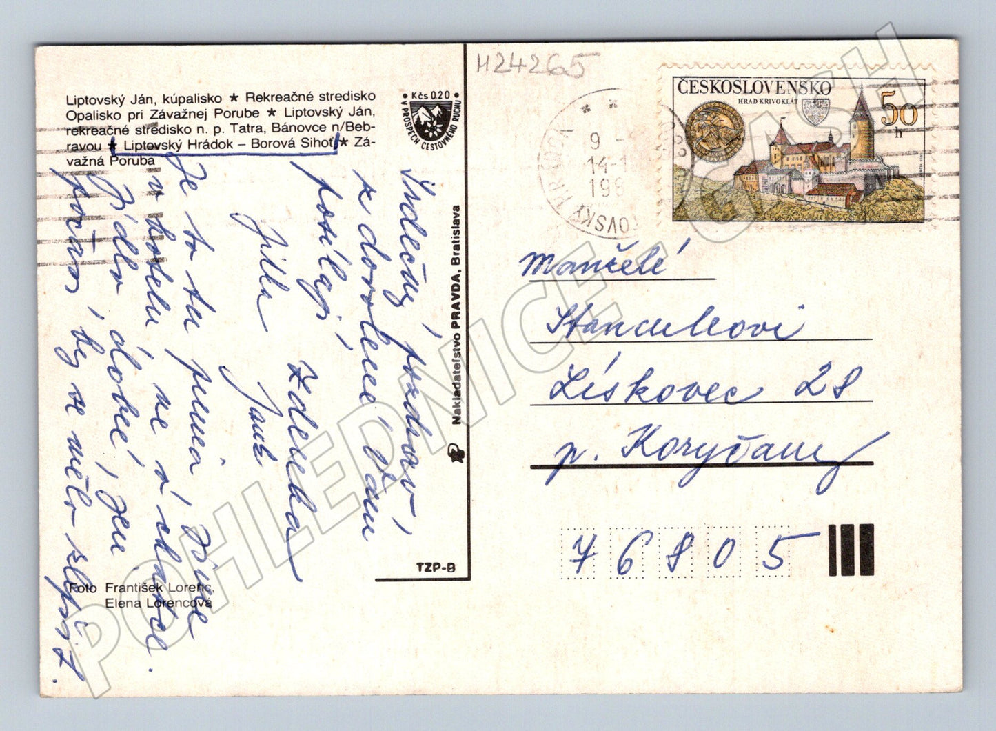Pohlednice Slovensko Liptovský Ján panorama a lázně 196X (M24265)
