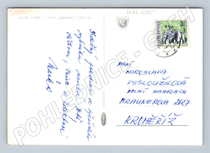 Pohlednice Slovensko Nízké Tatry Chata Čertovica 1963 (M24275)