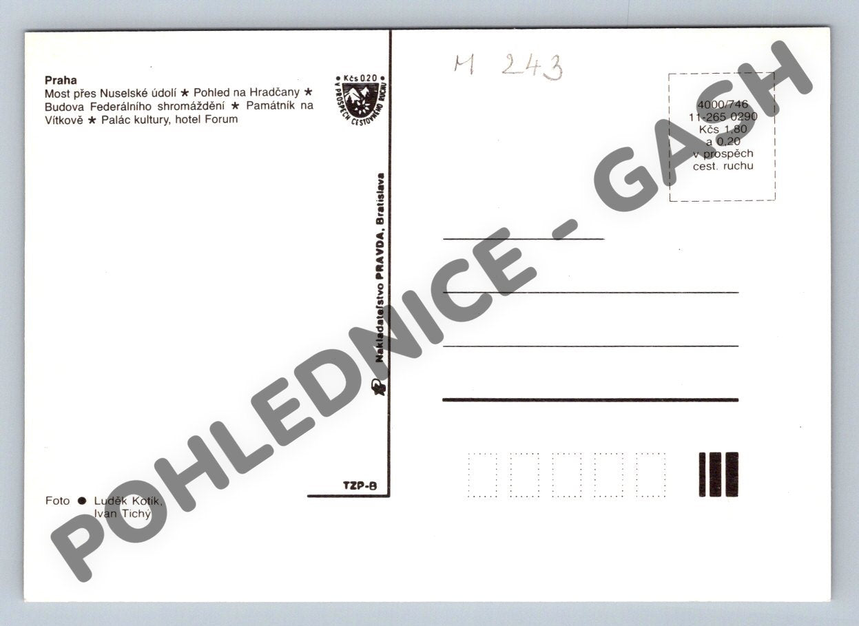 Pohlednice Praha – Nuselský most, Hradčany, Vítkov (M243)