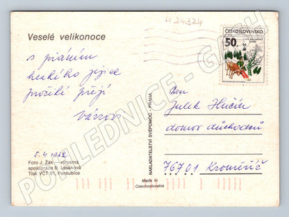 Pohlednice dřevěné figurky Velikonoce 1989 (M24324)