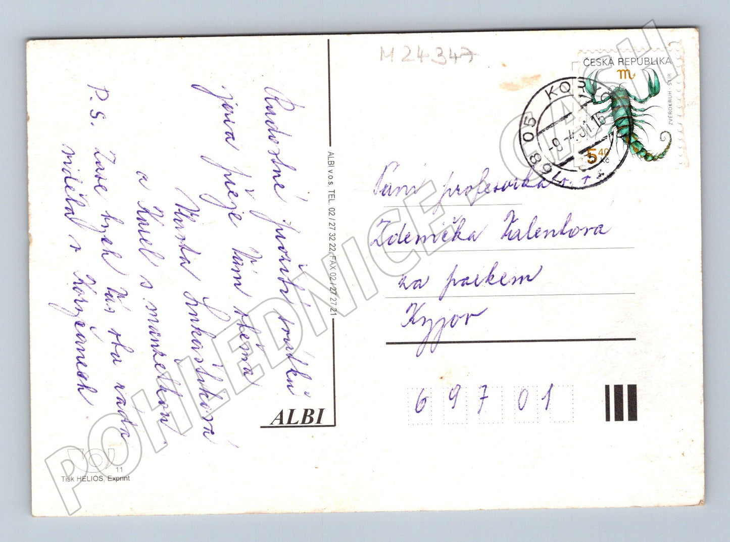 Pohlednice Velikonoční motiv, kočičky a zvonek 1998 (M24347)