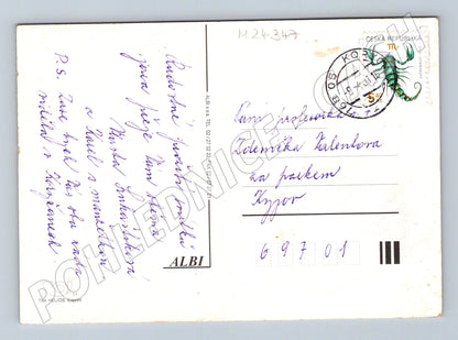 Pohlednice Velikonoční motiv, kočičky a zvonek 1998 (M24347)