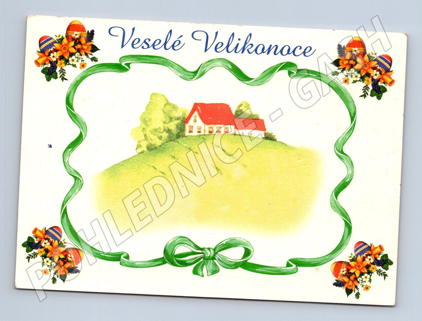 Pohlednice Veselé Velikonoce dům na kopci 2016 (M24348)