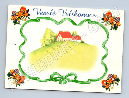 Pohlednice Veselé Velikonoce dům na kopci 2016 (M24348)