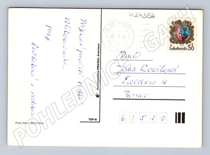 Pohlednice Velikonoční motiv vajíčka džbán 1983 (M24356)