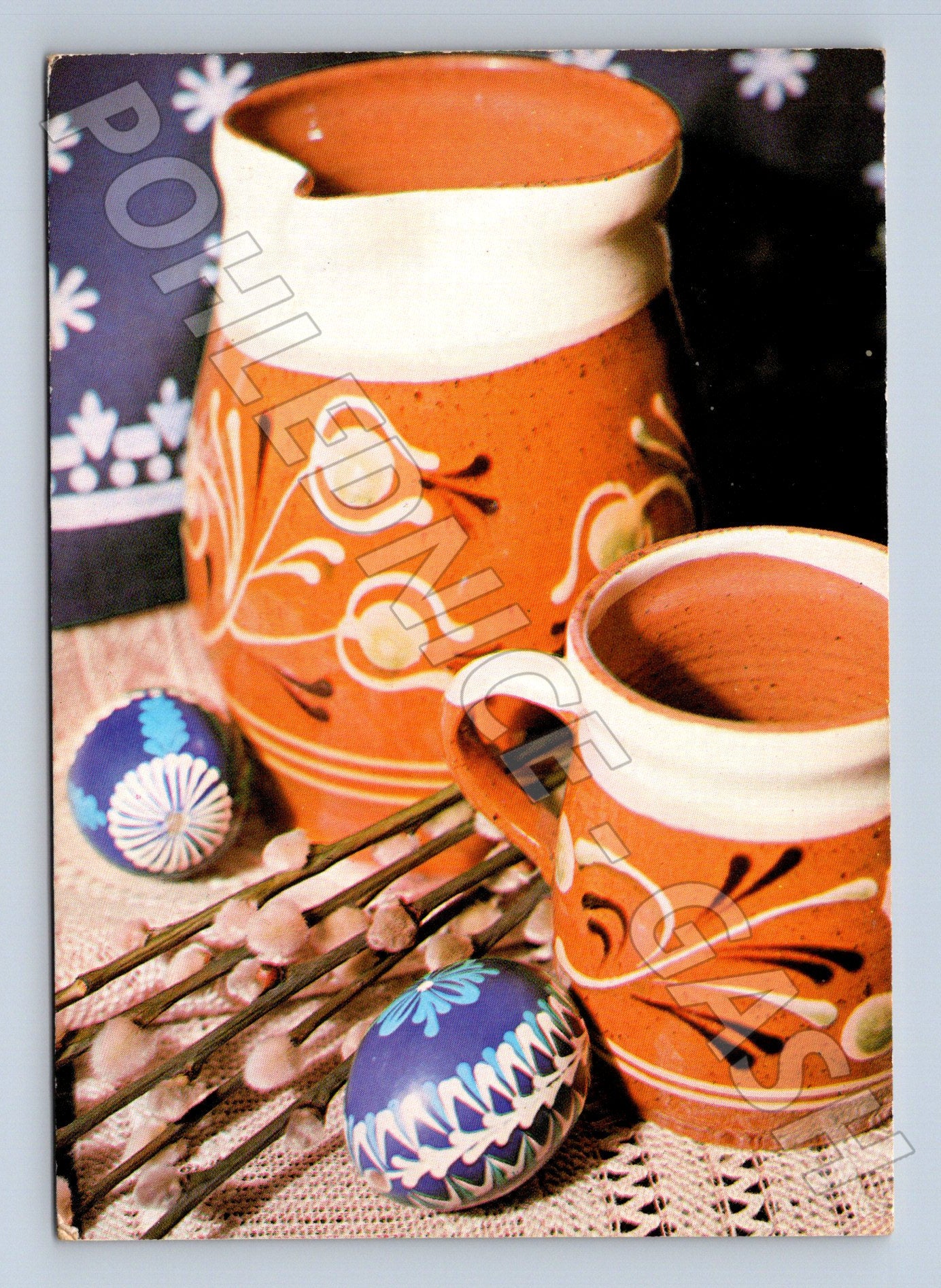 Pohlednice Velikonoce keramika a vajíčka 1979 (M24360)