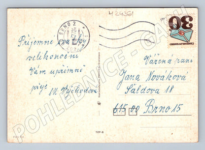 Pohlednice velikonoční kraslice a kočičky 1974 (M24361)