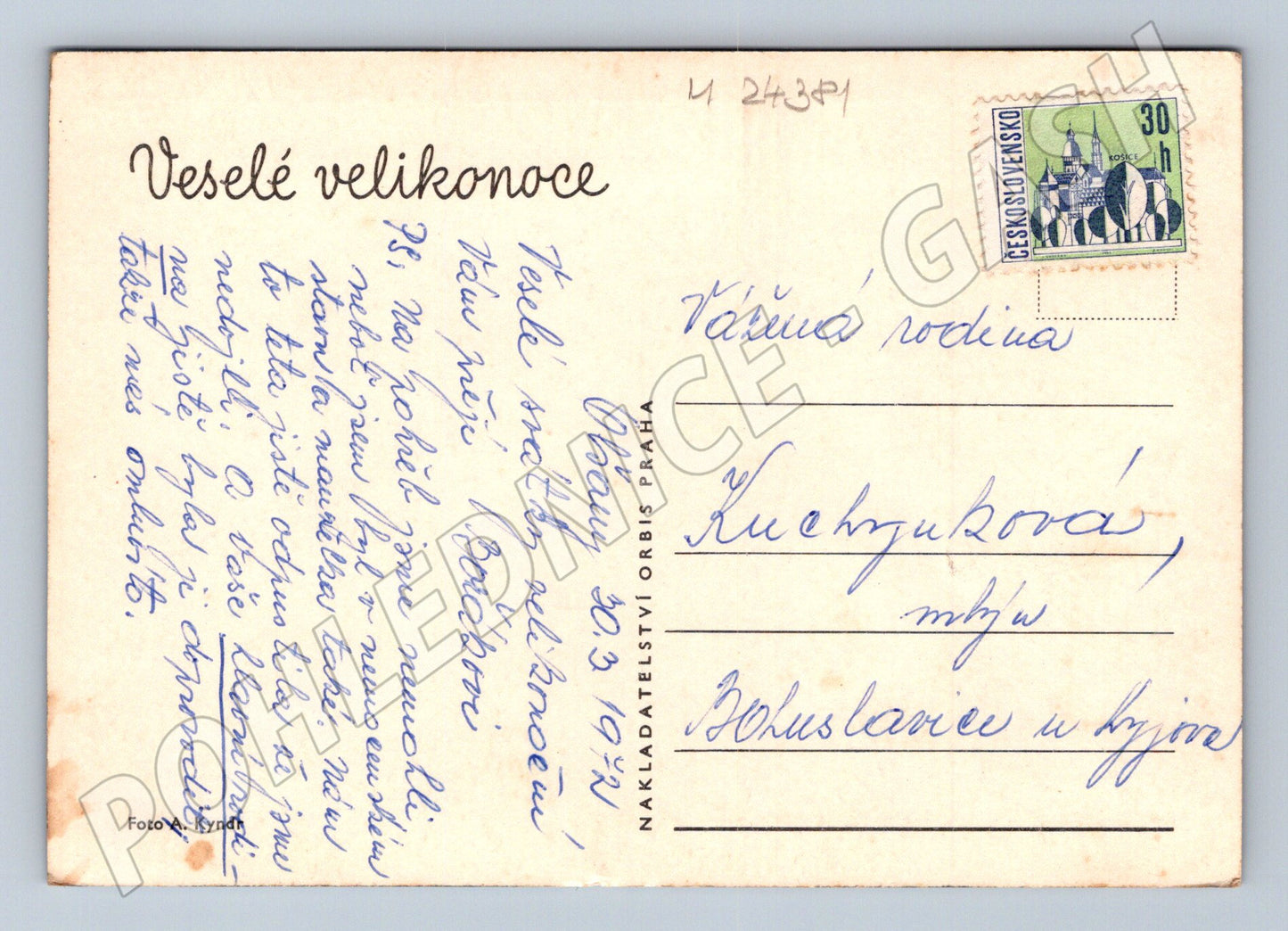 Pohlednice Velikonoční zajíc kuřata učení (M24381)