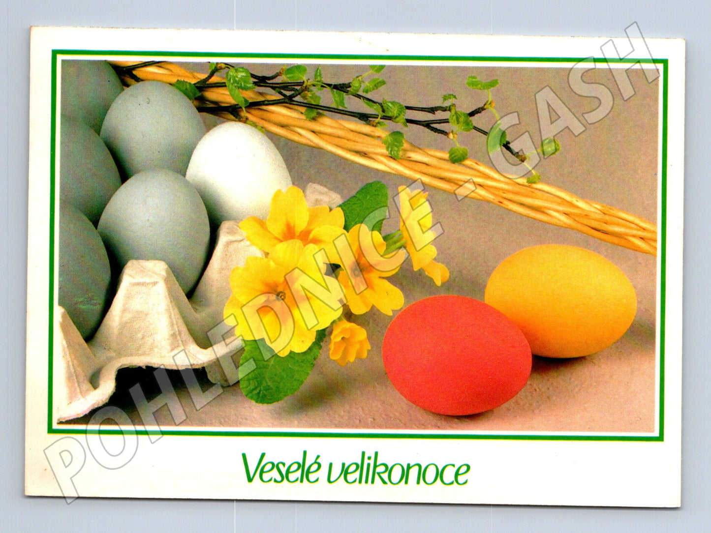 Pohlednice Velikonoce vejce primule 1989 (M24385)