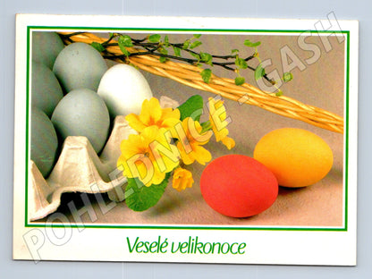 Pohlednice Velikonoce vejce primule 1989 (M24385)