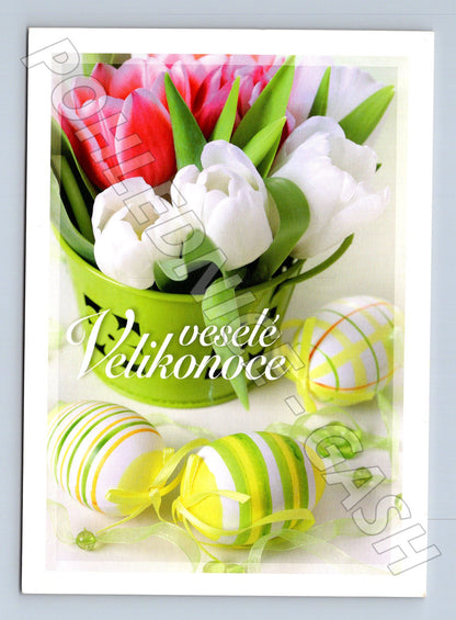 Pohlednice Velikonoce tulipány a vejce 2018 (M24401)