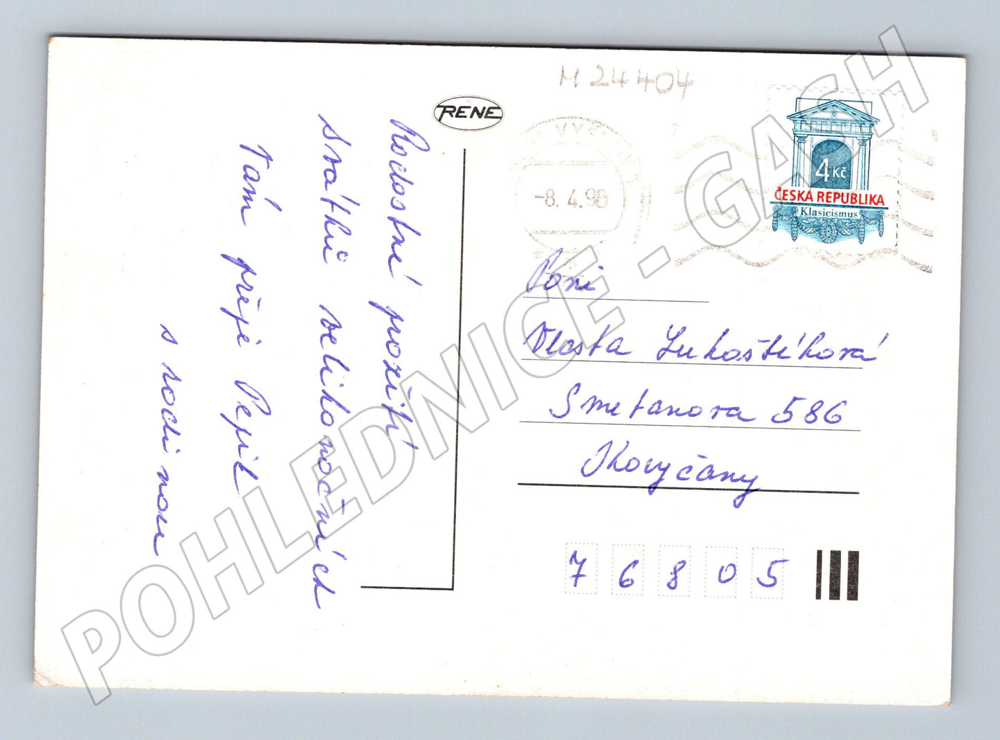 Pohlednice velikonoční motiv kuřátka 1990 (M24404)