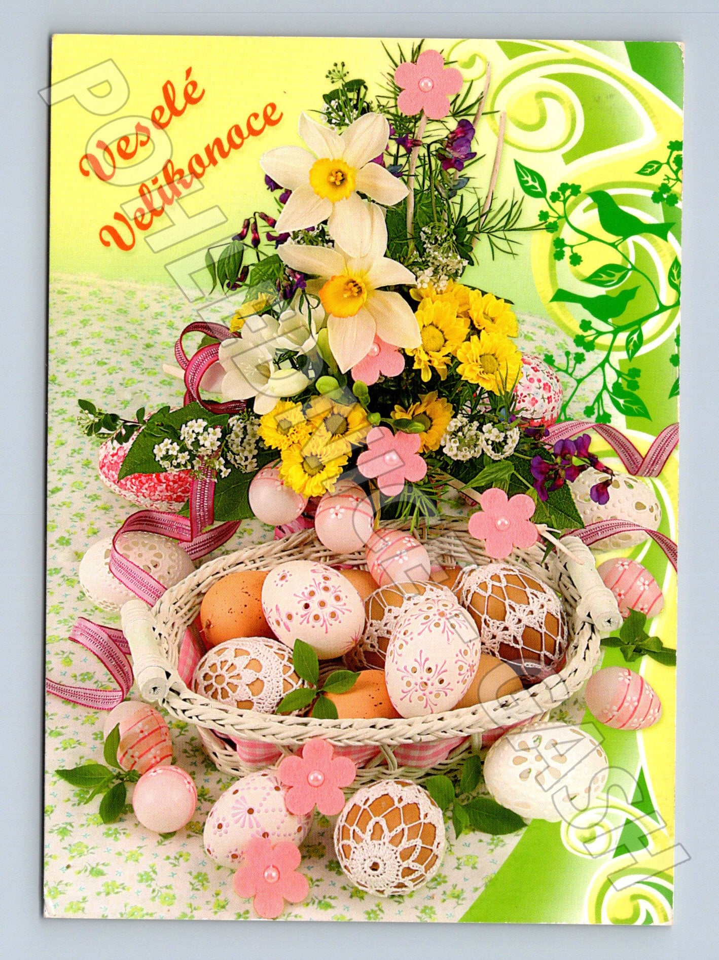 Pohlednice Velikonoční košík kraslice narcisy 2012 (M24411)