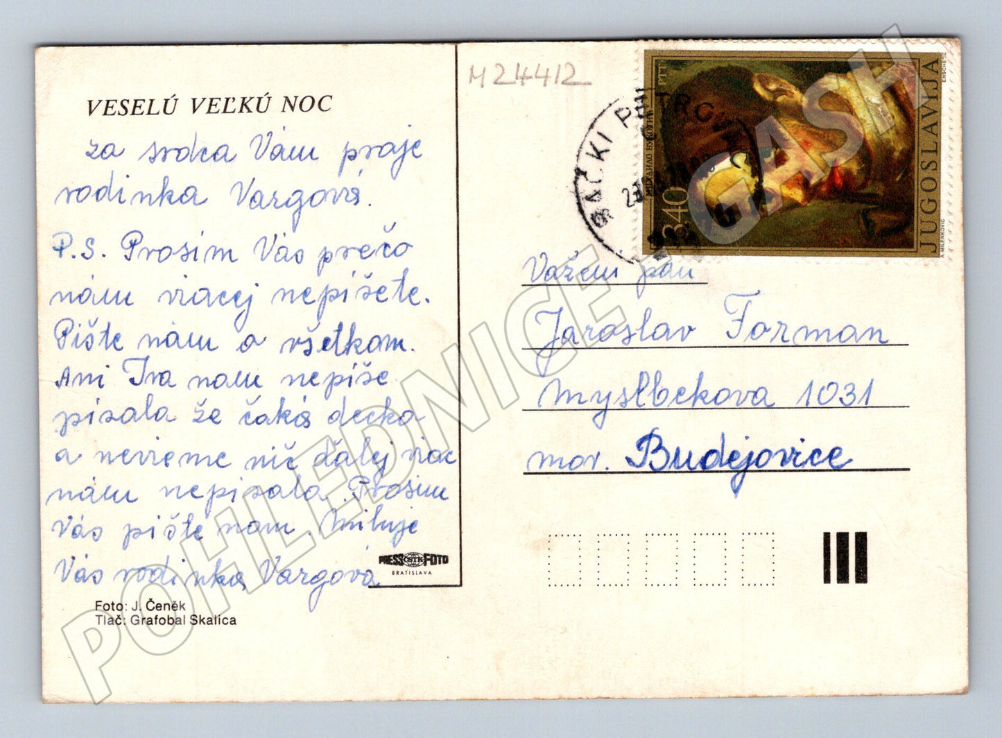Pohlednice Jugoslávie velikonoční kraslice (M24412)