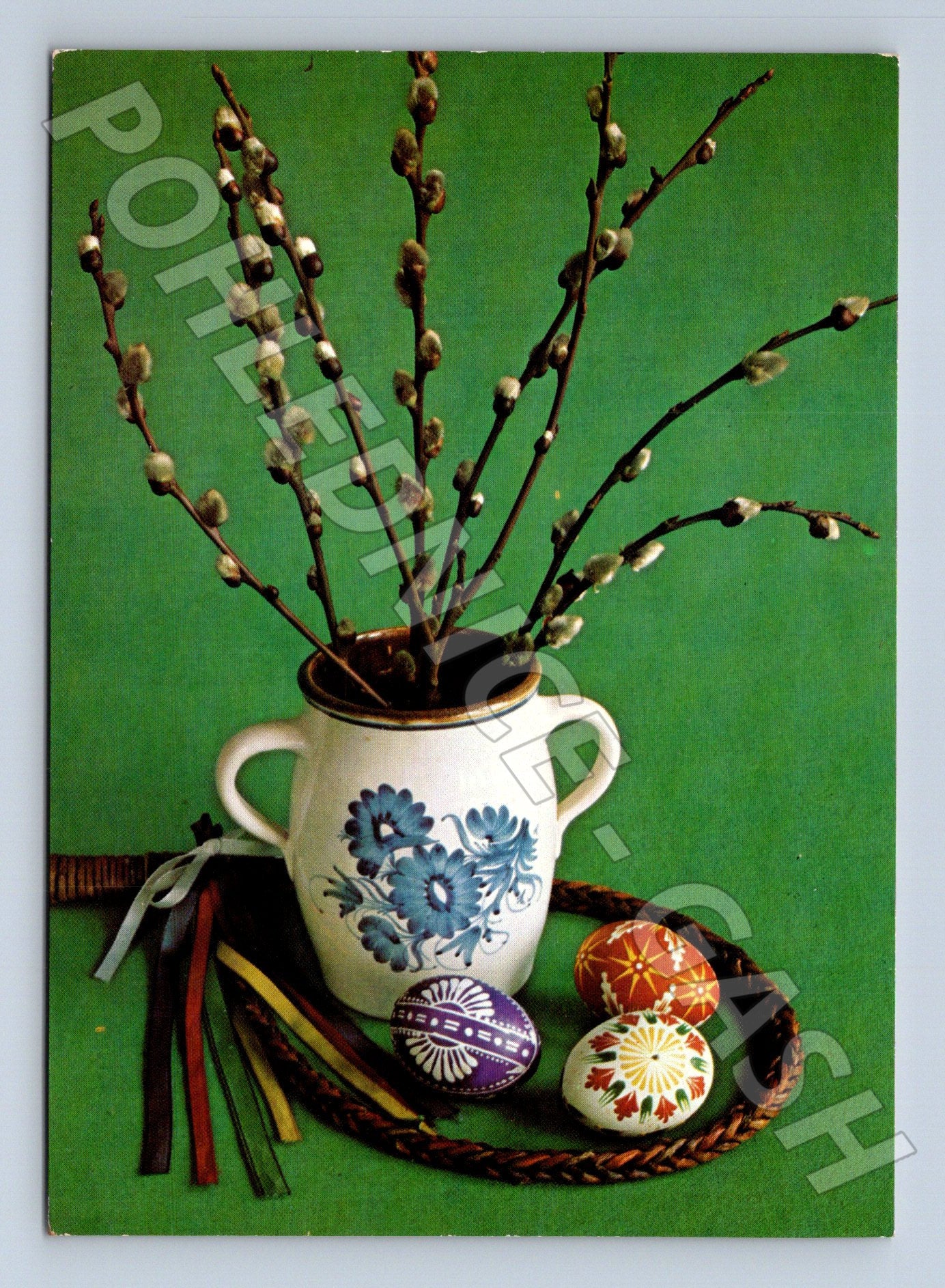 Pohlednice Velikonoční motiv vrba a kraslice 1969 (M24432)