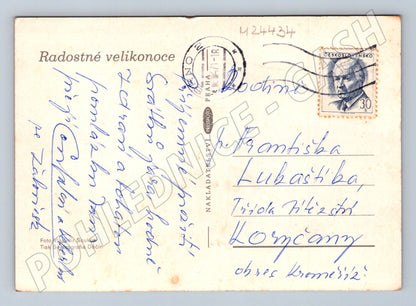 Pohlednice velikonoční zdobená vejce, zajíček 1978 (M24434)