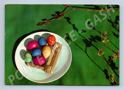 Pohlednice Velikonoční vajíčka kočičky 1968 (M24437)