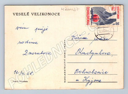 Pohlednice Velikonoční vajíčka kočičky 1968 (M24437)
