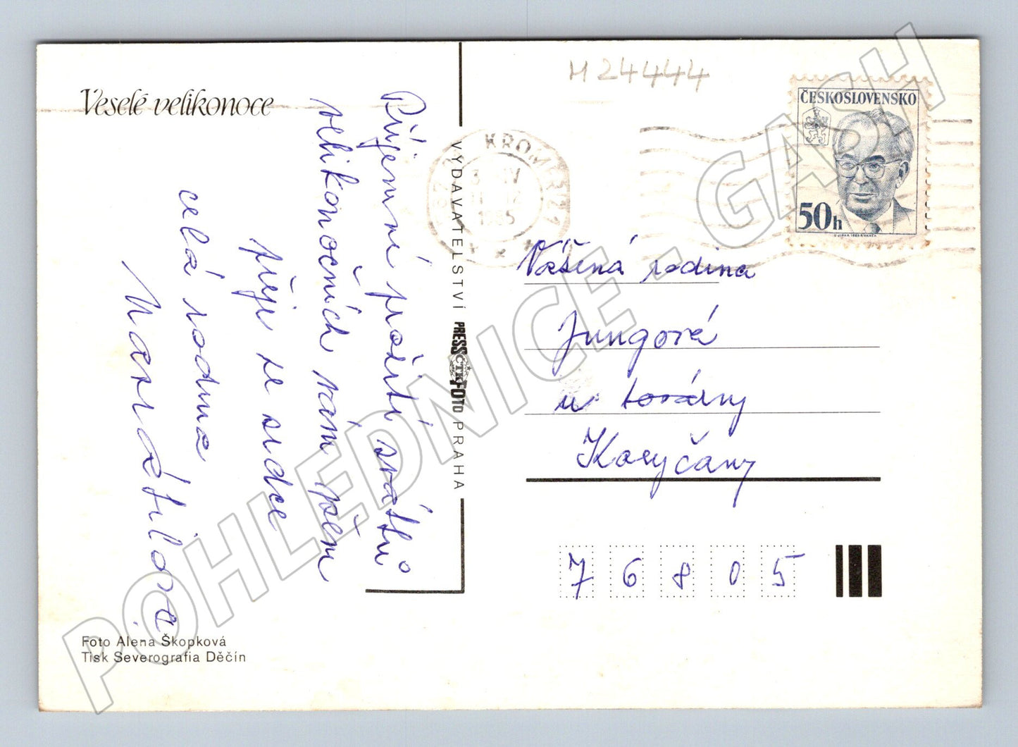 Pohlednice Velikonoční vajíčka a květiny 1965 (M24444)