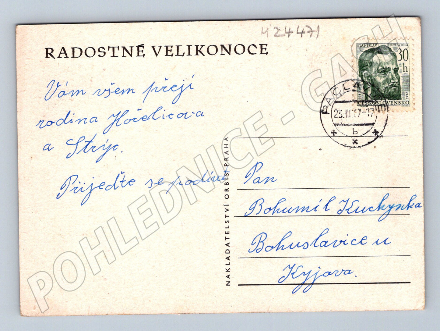 Pohlednice Velikonoční vajíčka 1947 (M24471)