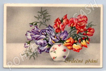 Srdečné přání květiny ve váze (M2449)