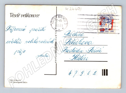 Pohlednice Velikonoce barevné stuhy 1981 (M24491)