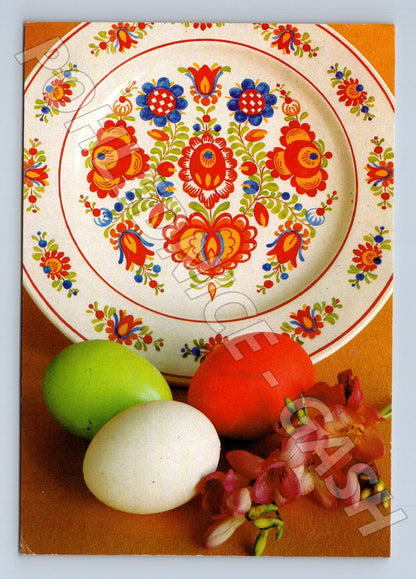 Pohlednice velikonoční motiv folklórní talíř vejce (M24507)