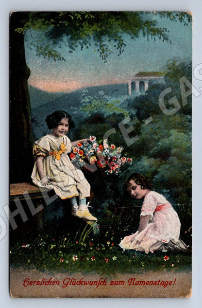 Dívky a květiny etnografická pohlednice (M2452)