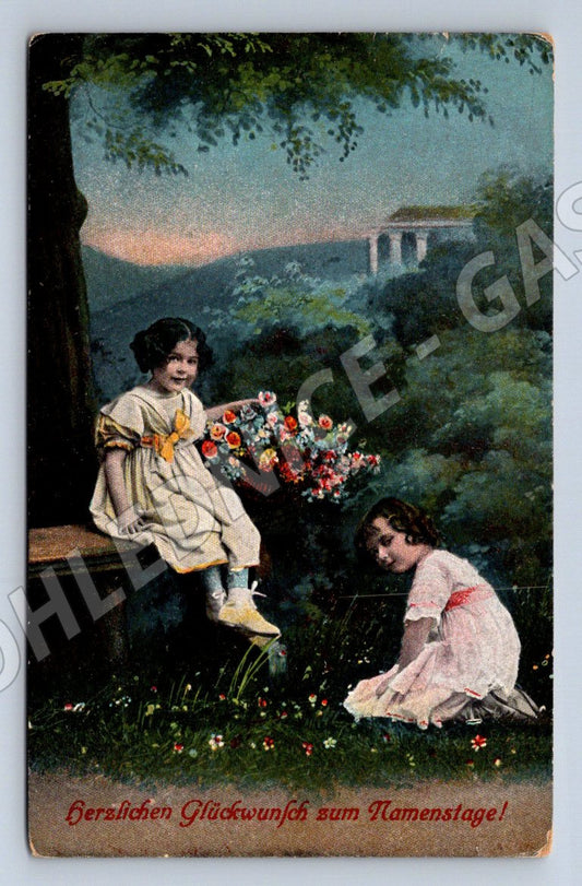 Dívky a květiny etnografická pohlednice (M2452)